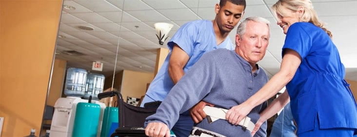 Nurses applying people moving and handling training at work
