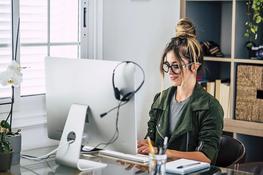 Female worker at her workstation