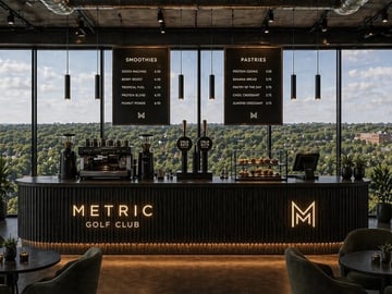 Espresso and refined surroundings in the METRIC clubhouse.