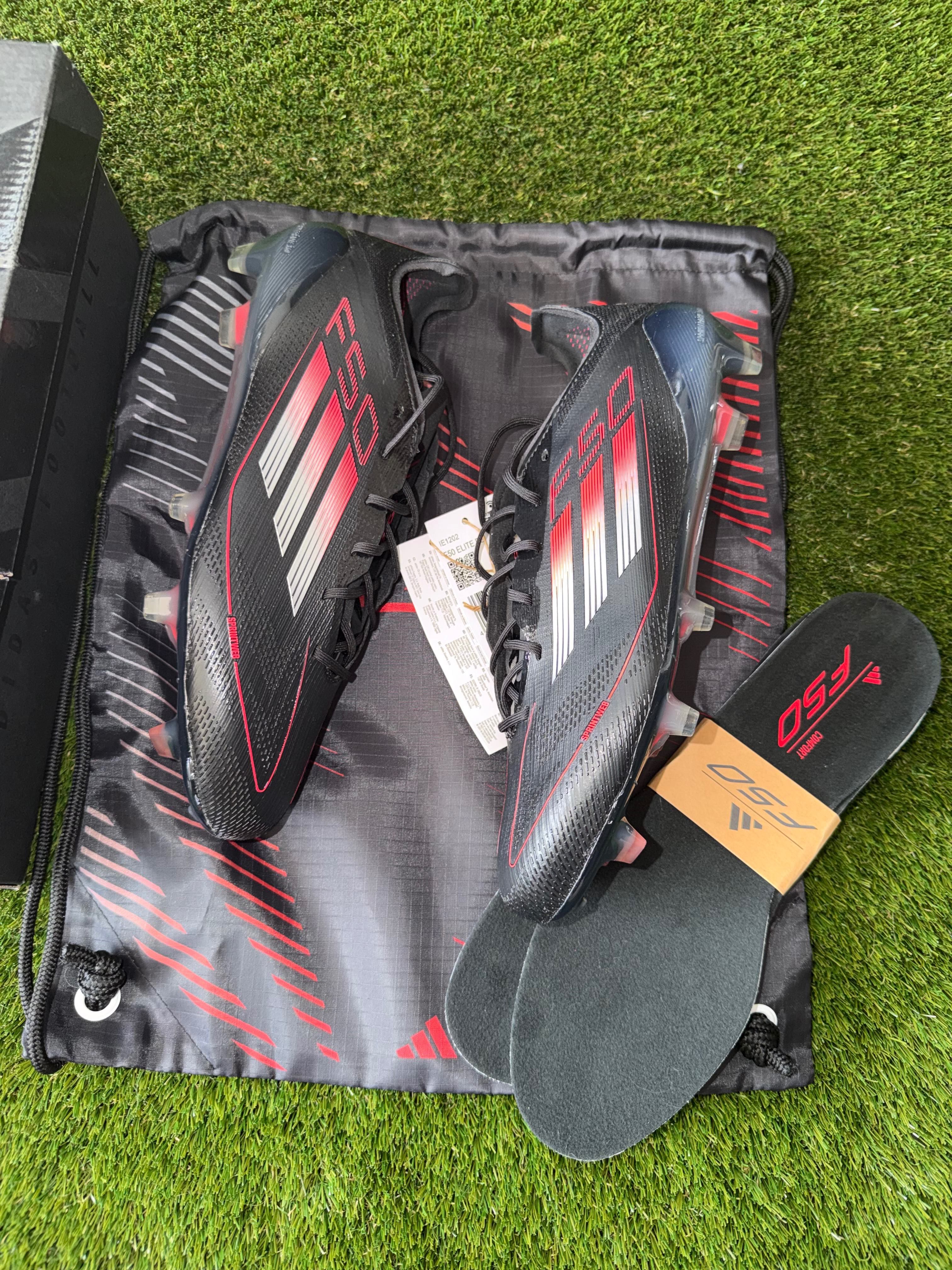 Adidas F50 Elite Laced Firm Ground Black/ Red/ Iron