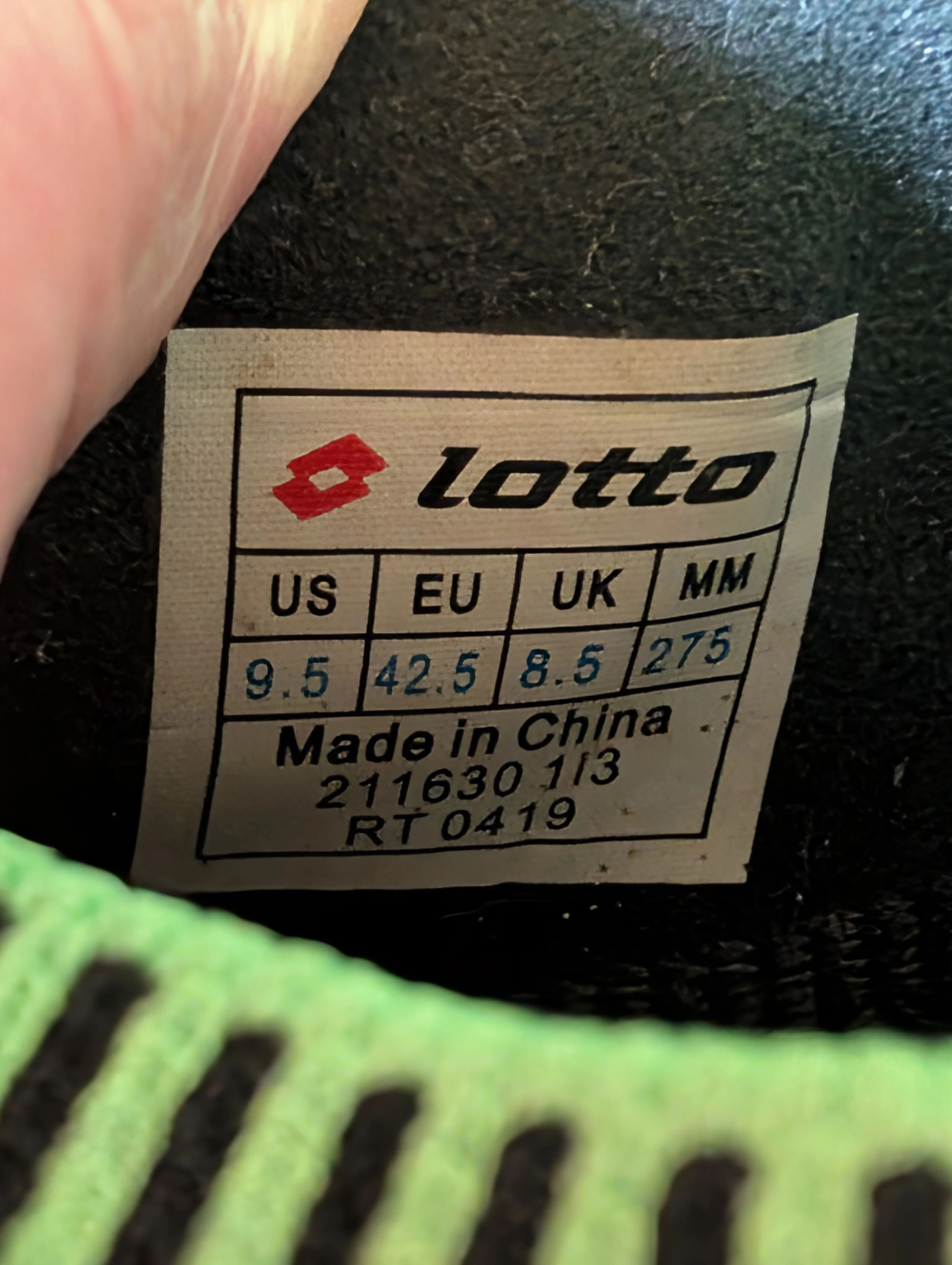 Lotto Stadio Elite Black Green SG with Box Brand New in Size 8.5 