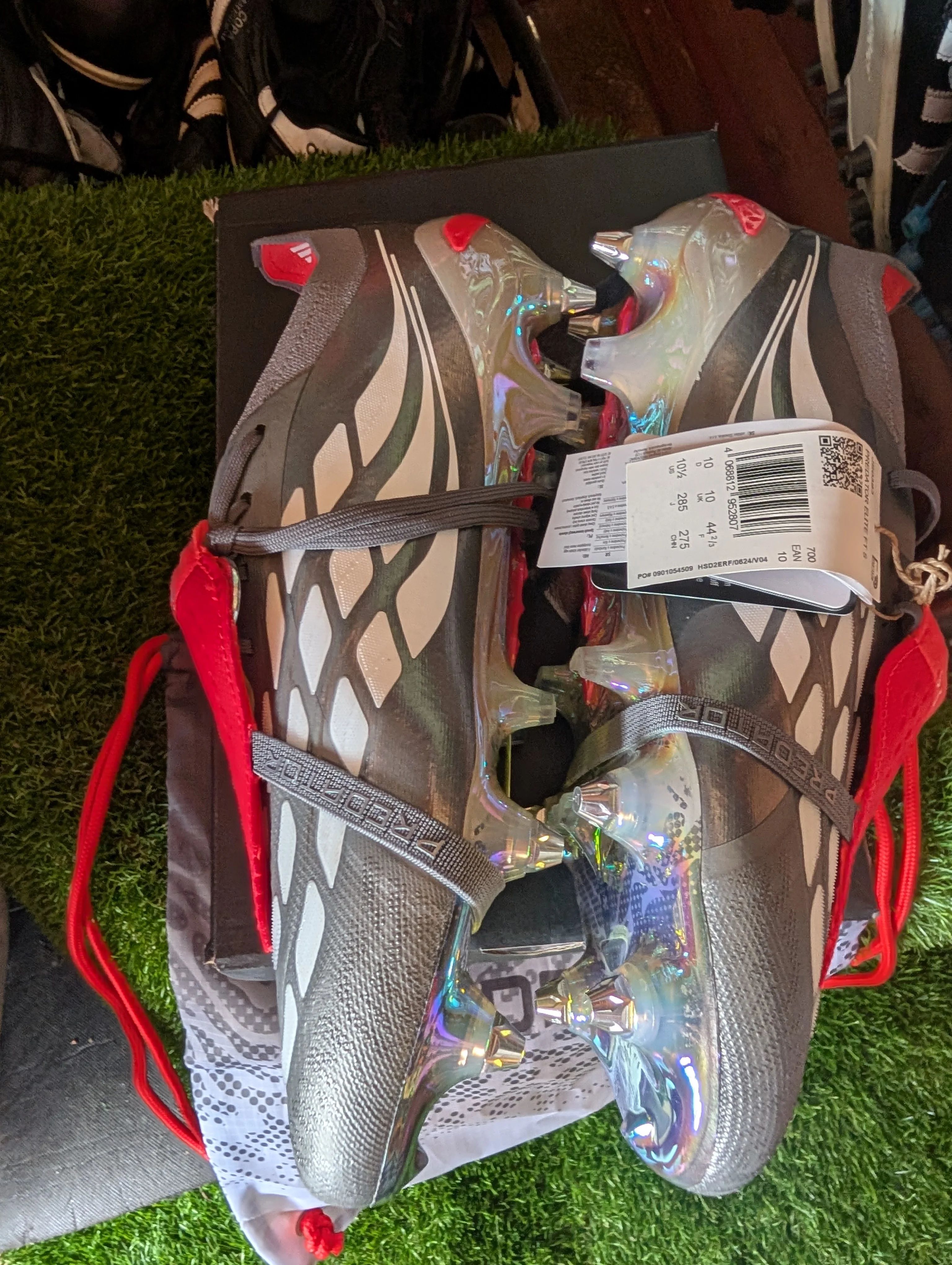 Adidas Predator Elite SG Grey/Red Size 10 Boxed Tagged 