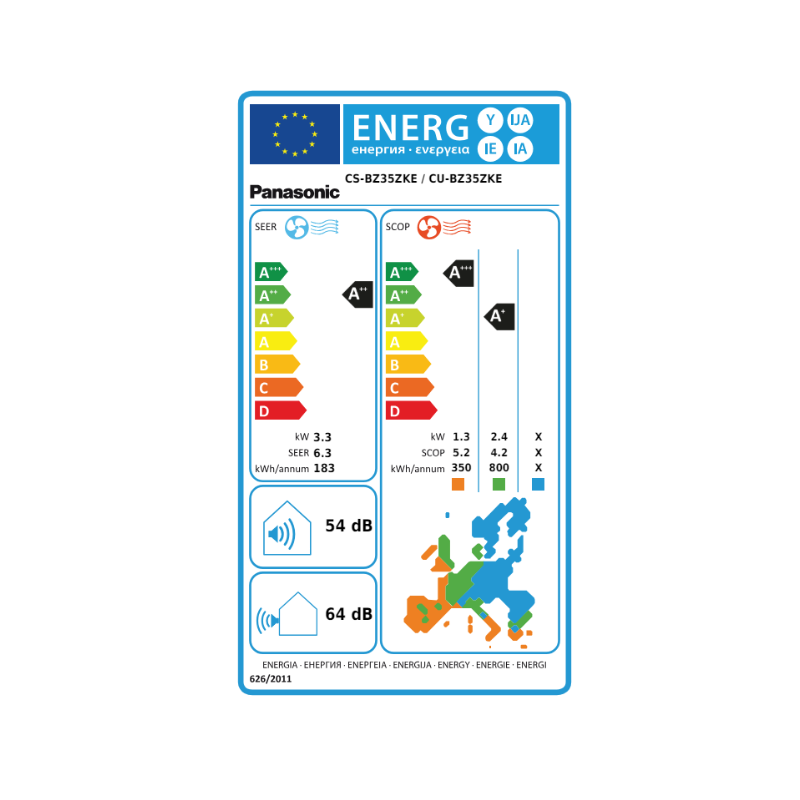 Climatiseur Panasonic Mural Inverter CS/CU-BZ35ZKE 3,5 kW 12000 Btu/h