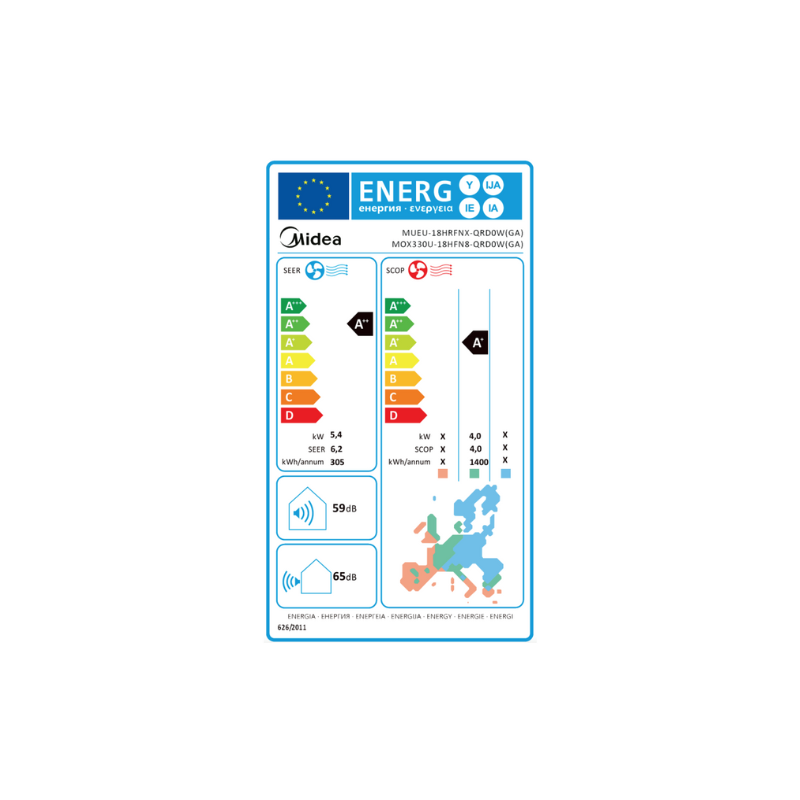 Climatiseur Midea Allège/Plafonnier MUEU/MOX330U-18H 5,3 kW 18000 Btu/h
