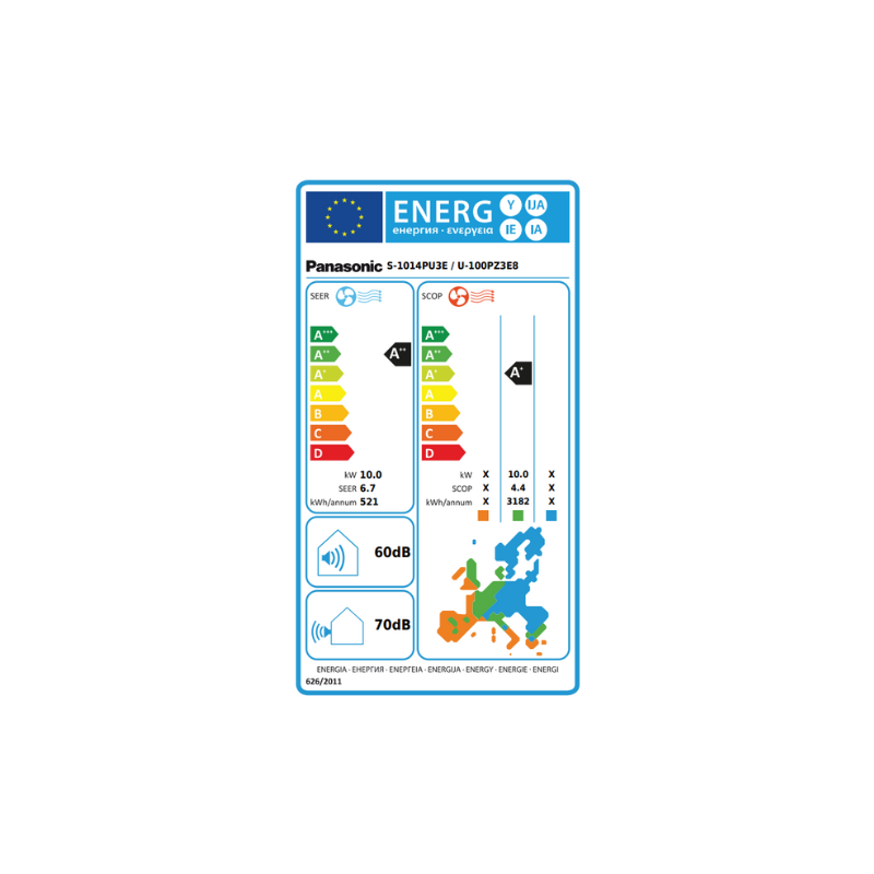 Climatiseur Panasonic Plafonnier Inverter S-1014PT3E + U-100PZ3E8 tri-380 10 kW 34000 Btu/h