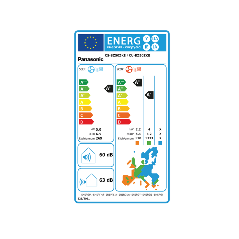 Climatiseur Panasonic Mural Inverter CS/CU-BZ50ZKE 5,0 kW 18000 Btu/h