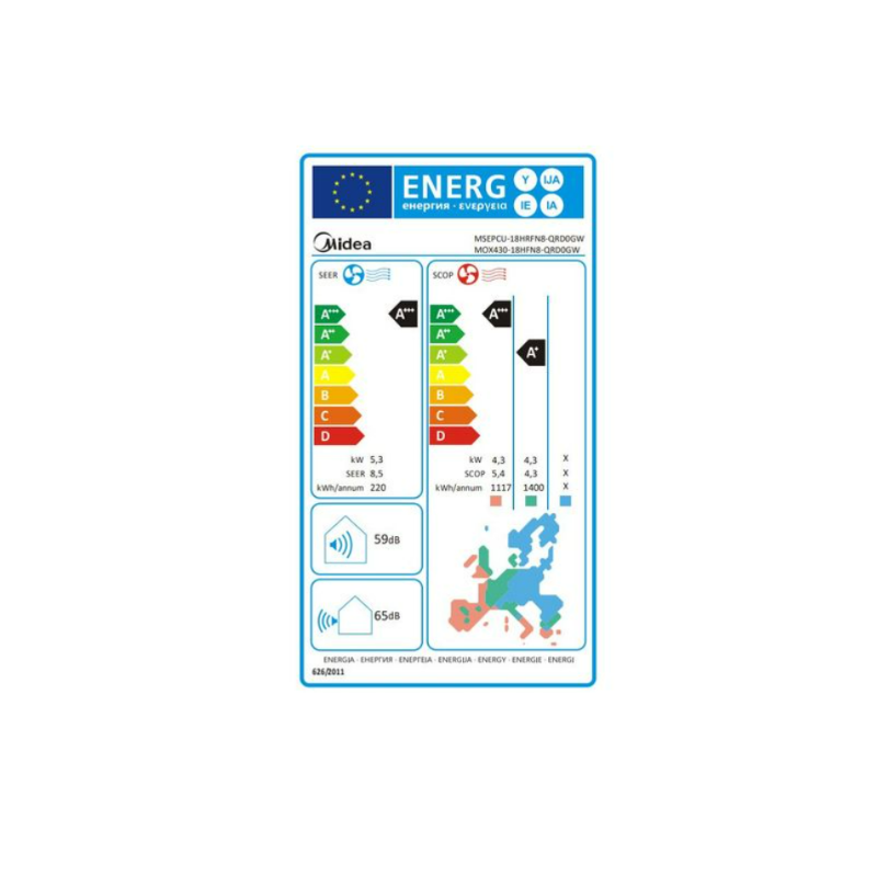 Climatiseur Midea Mural Inverter Xtreme Pro Ultimate MSEP/MOX4-18H 5,0kW 18000 Btu/h