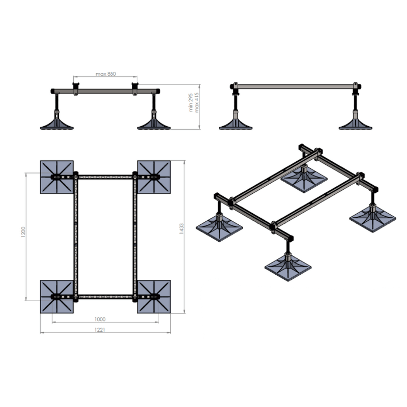 SUPPORT FRAME-FOOT 4-PIEDS 120*100