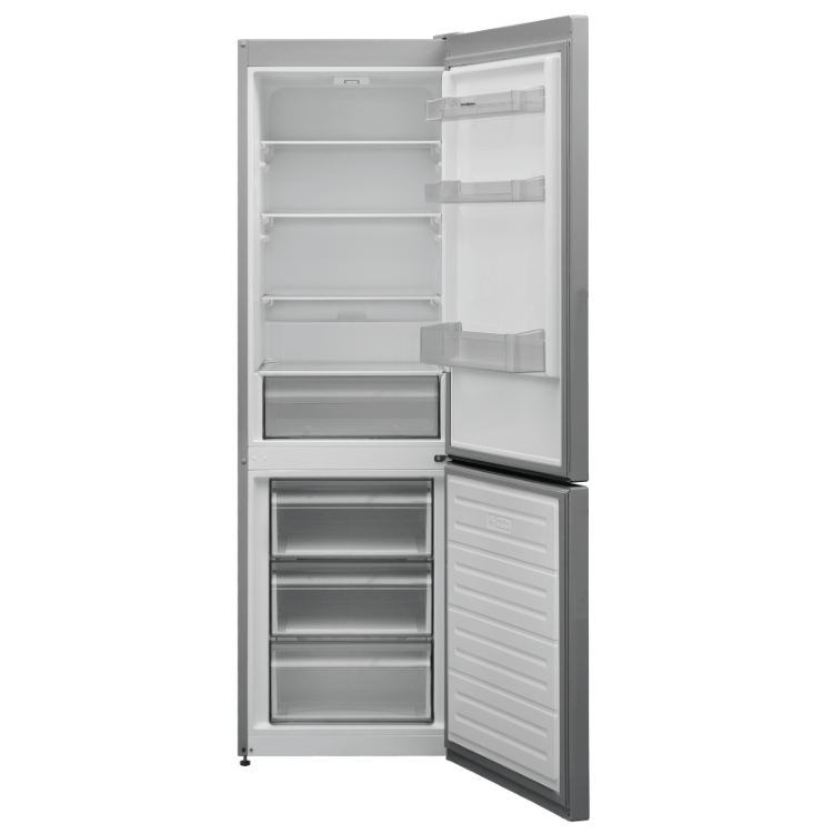 60cm Freestanding 186cm Low Frost Fridge Freezer Silver