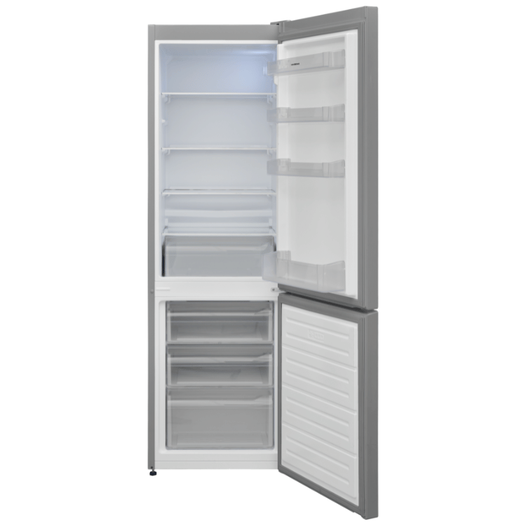 54cm Freestanding 170cm Low Frost Fridge Freezer Stainless Steel Look