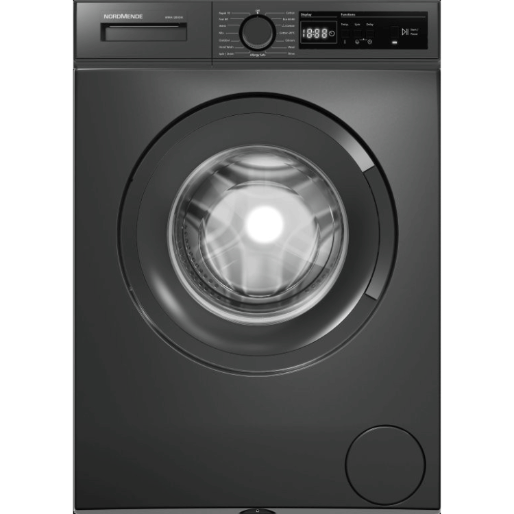 NordMende 8kg Washing Machine 1200 Spin A Rated Dark Inox