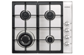 60cm 4 x Burner Gas Hob Cast Iron Pan Supports Stainless Steel