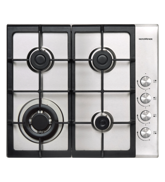 60cm 4 x Burner Gas Hob Cast Iron Pan Supports Stainless Steel