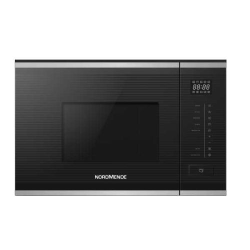 NordMende Slim Depth 20L Built In Microwave + Grill Wall Mounted Stainless Steel + Black Glass