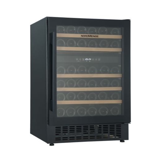 NordMende 60cm Free Standing or Built In Wine Cooler 46 Bottle Dual Zone Slim Black Frame