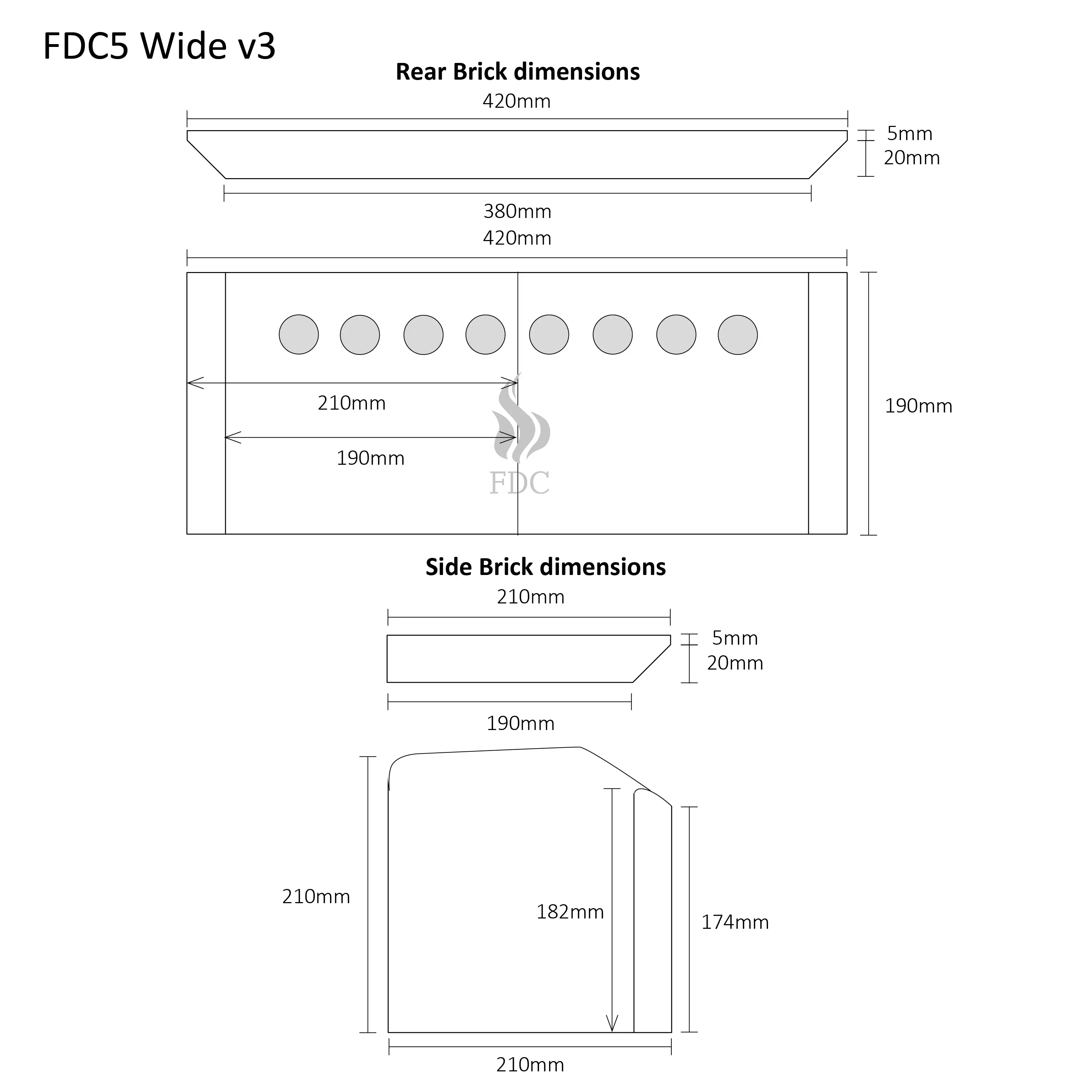 Brick Set - FDC5 Wide Freestanding Stove