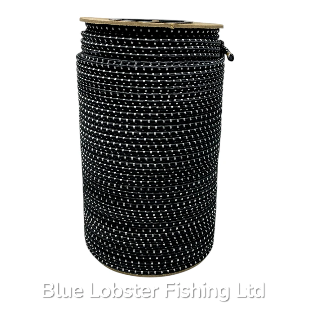 Shock Cord  Reels  6.5mm 100m reel Black with white fleck