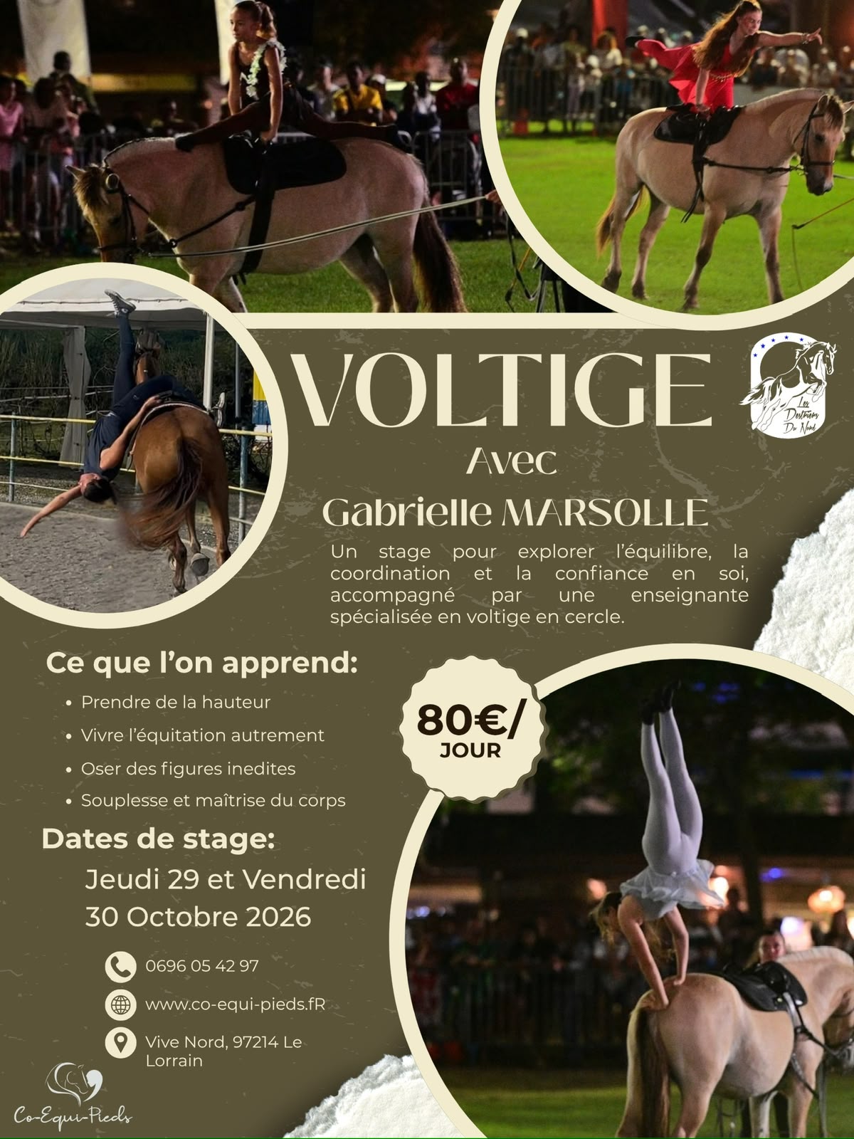 Stage de voltige équestre en Martinique : rendez-vous les 29 et 30 octobre 2026 au Lorrain