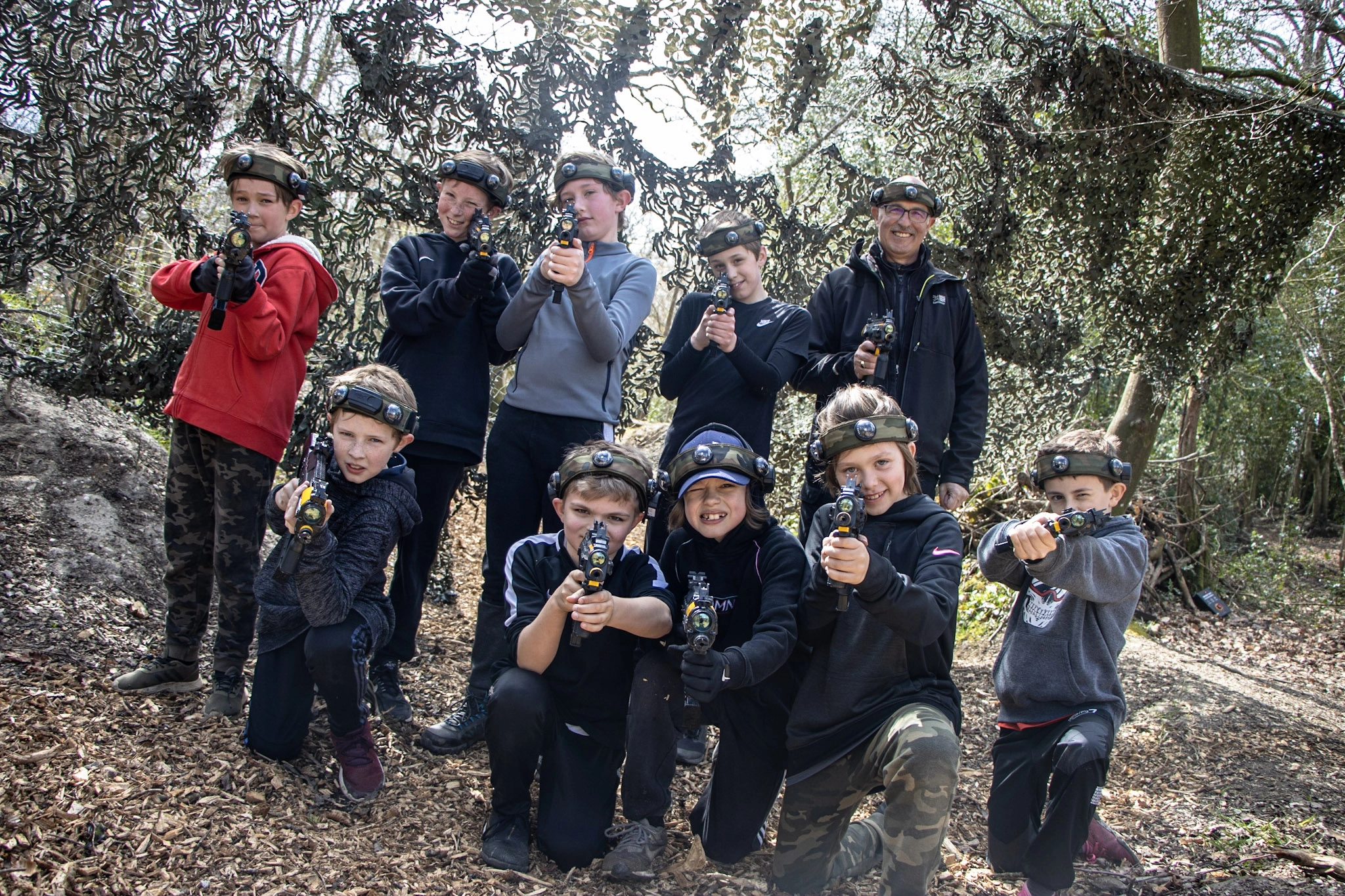 Kids enjoying a BattleZone birthday party in the New Forest