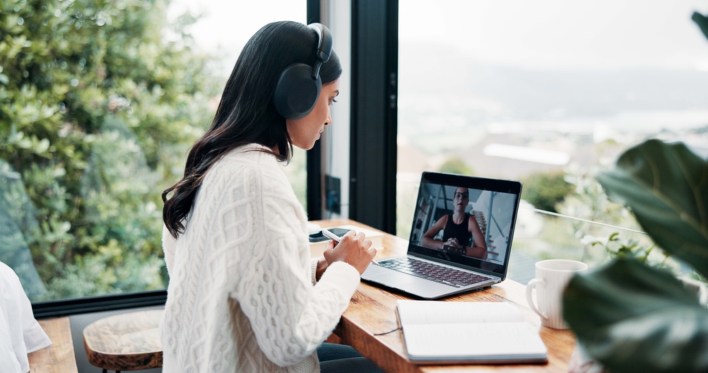 Woman on online call