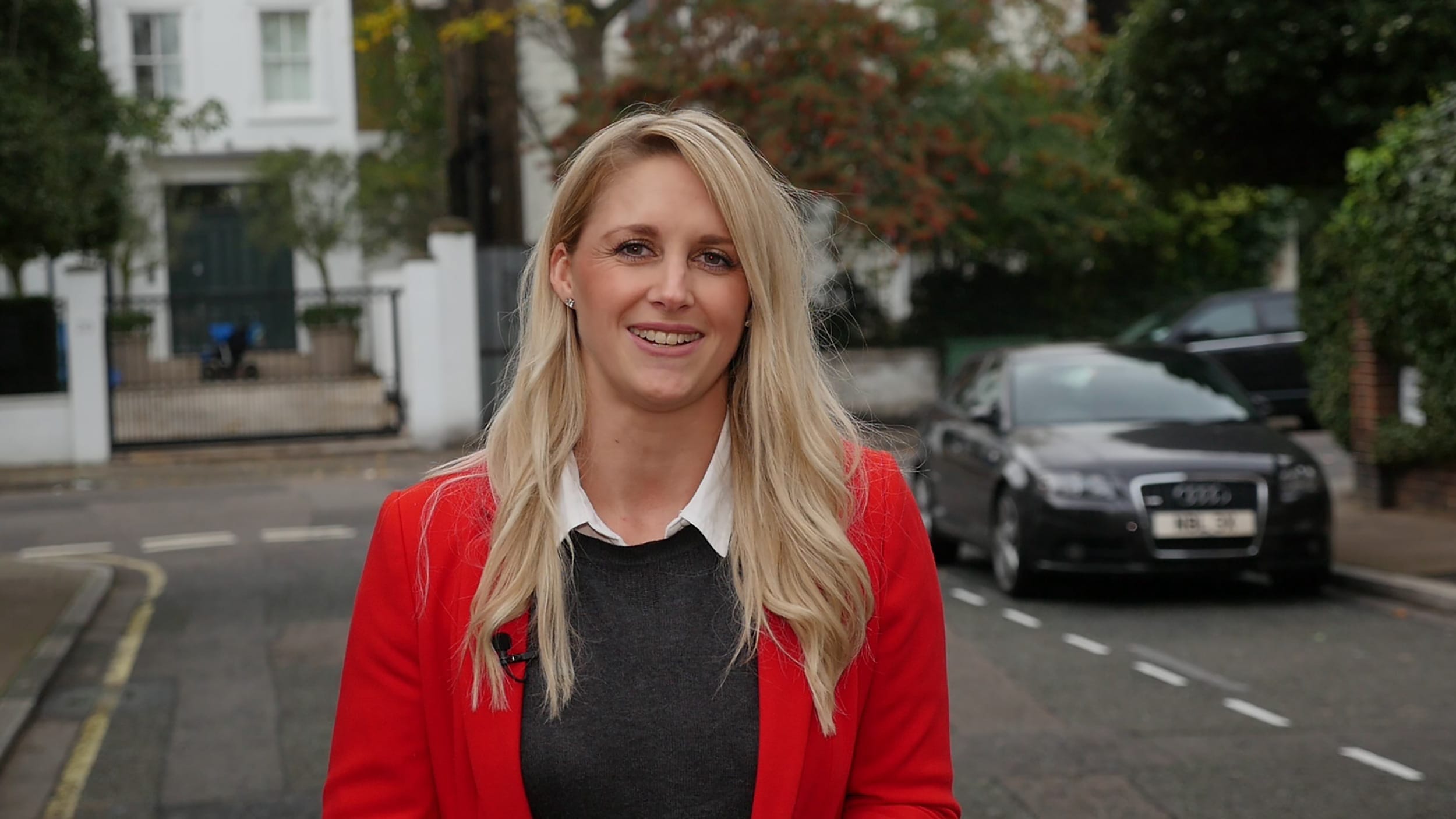 TV reporting in the street during TV presenting course