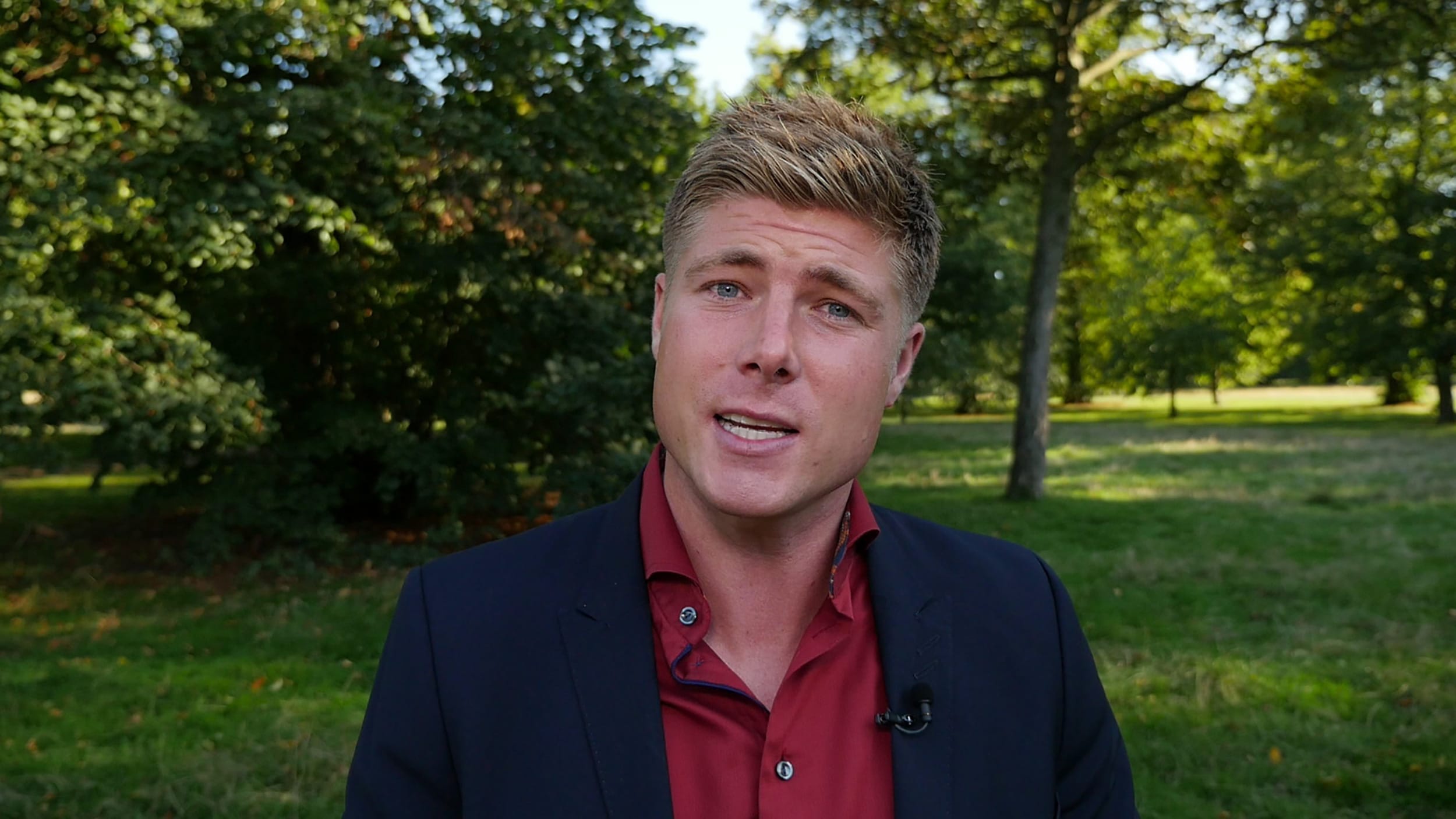 TV reporting in the park during TV presenting course