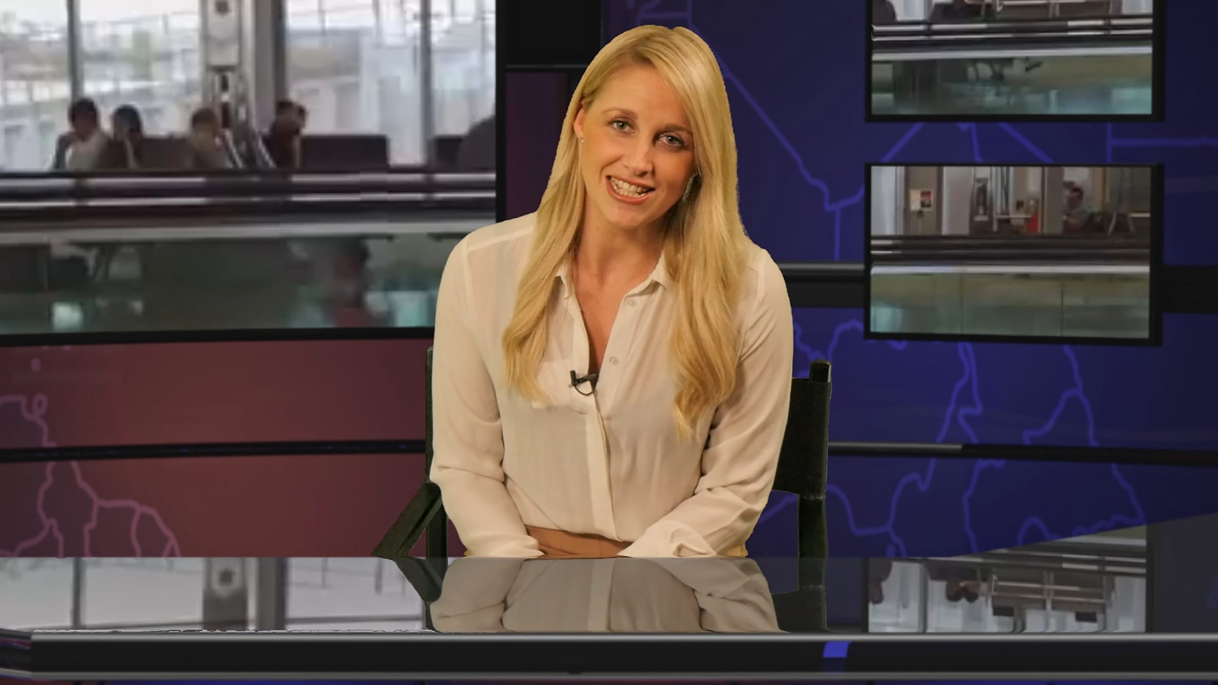 Piece to camera using Autocue during TV presenter training