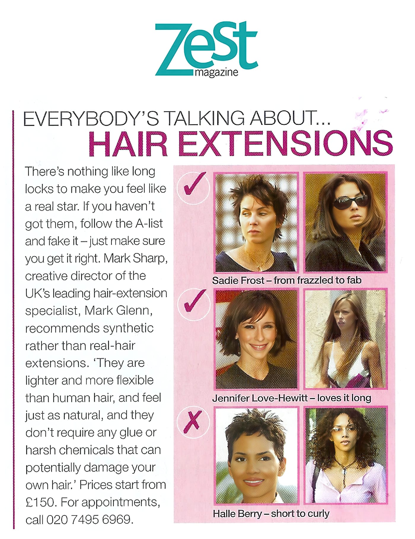 Mark Glenn - 'The UK's leading hair extension specialists' says Zest Magazine