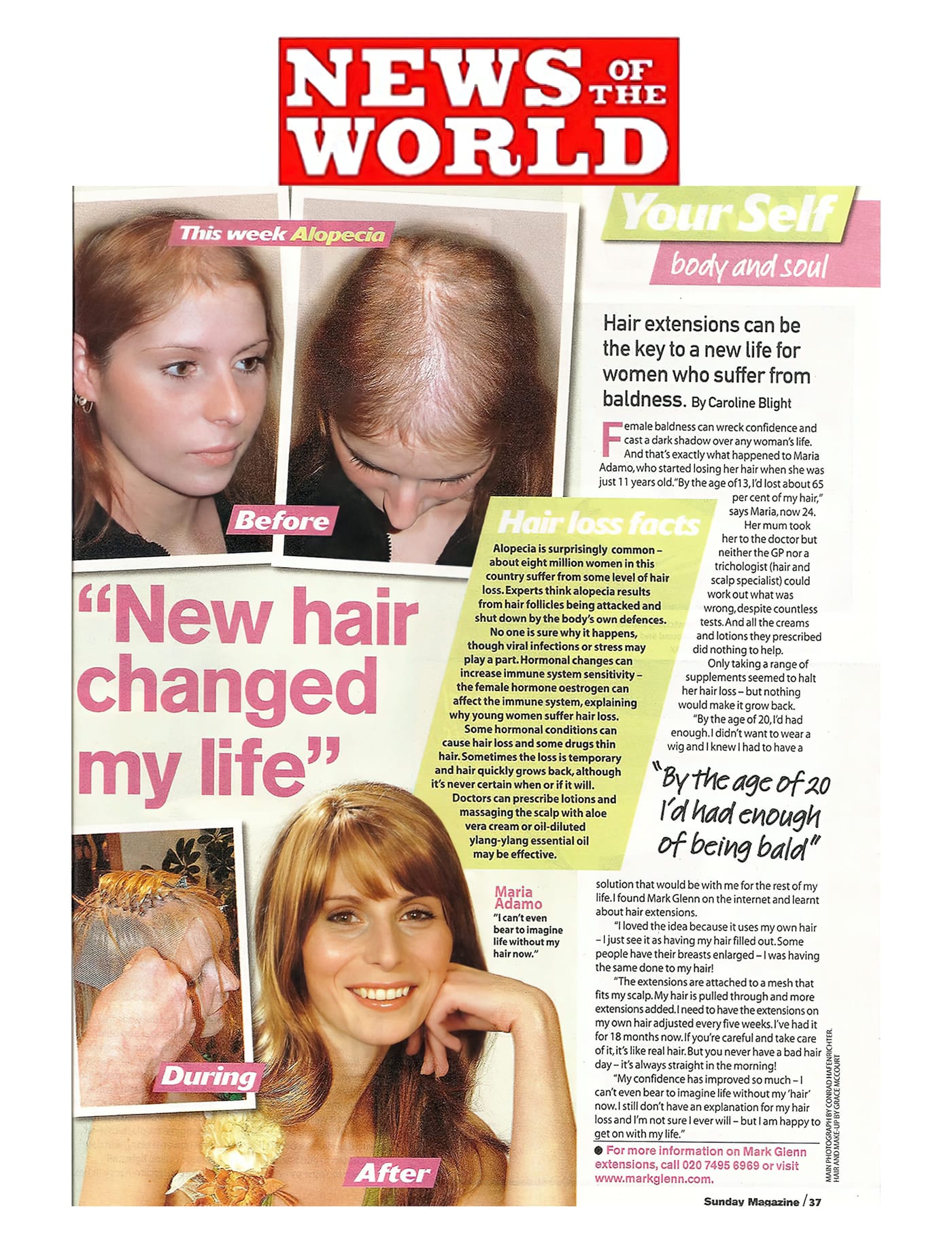'New hair changed my life' - MG hair extensions for alopecia in News of the World