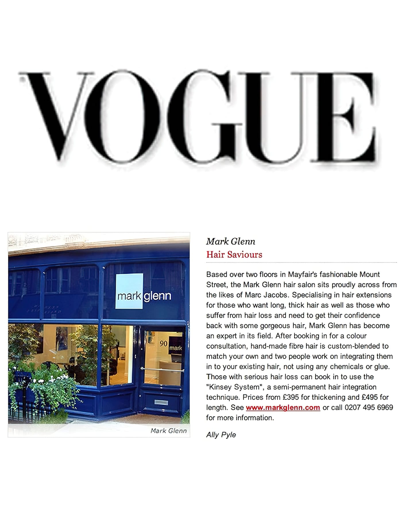 Mark Glenn - both 'hair saviours' and 'the hair extension experts' says Vogue
