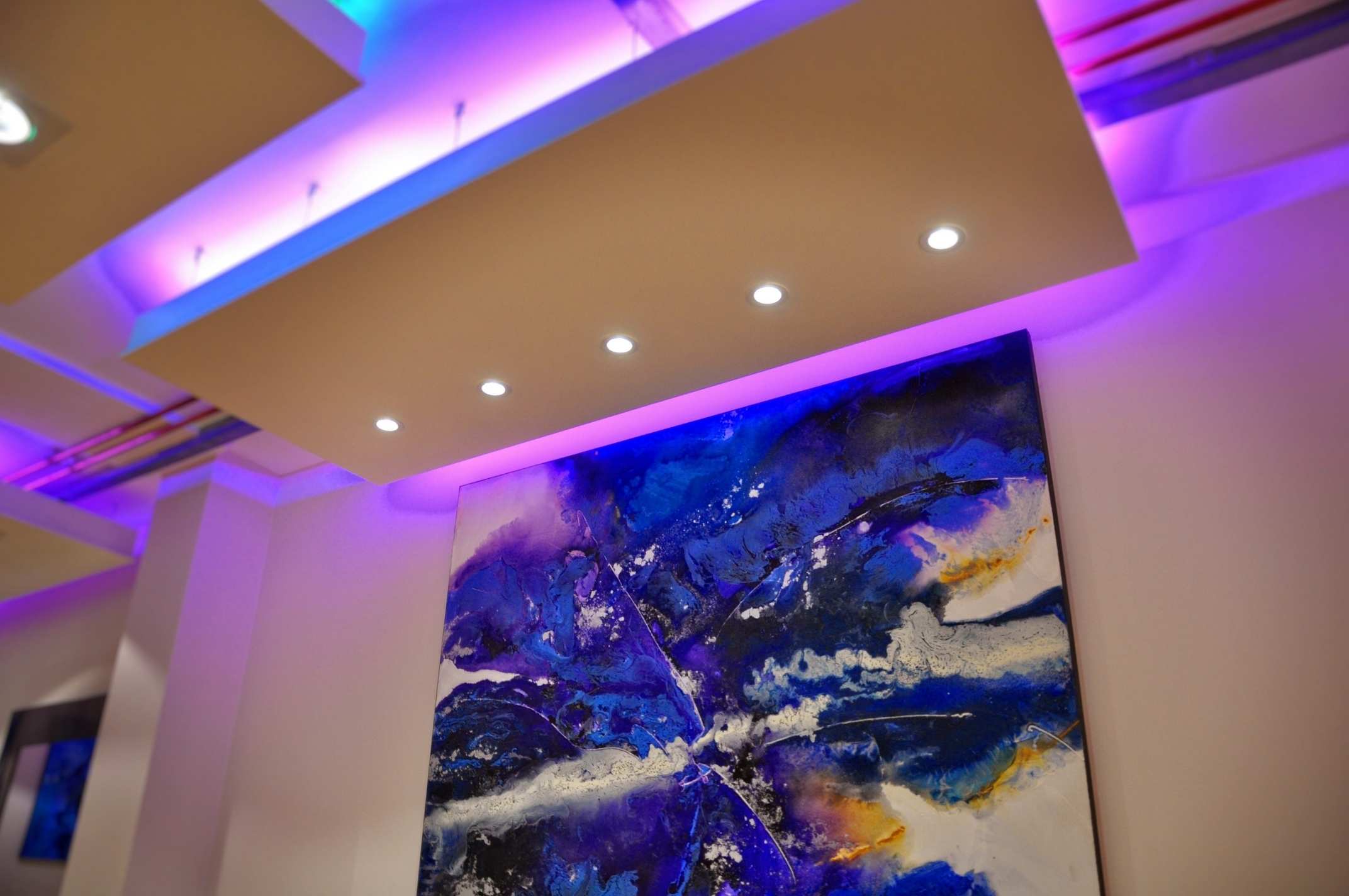Custom-designed, adjustable illumination with over 300 low voltage light fittings at Mark Glenn's London Hair Extensions Studio
