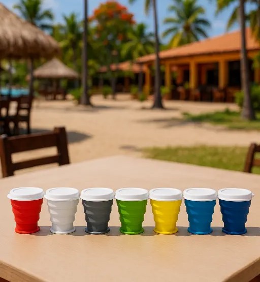 VERRE PLIABLE AVEC COUVERCLE 25CL EN SILICONE