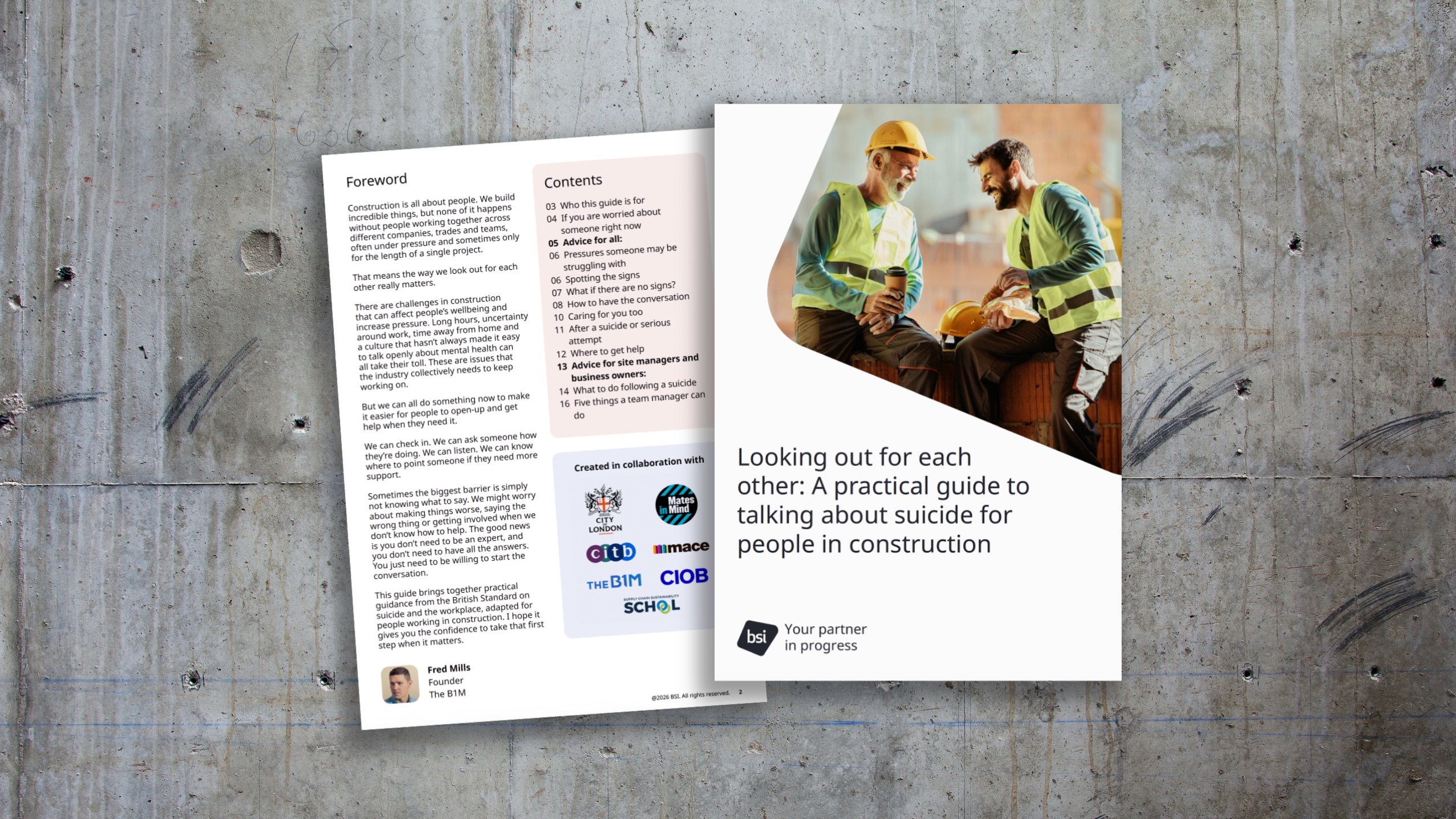 Photo showcasing the BSI guide aims to help construction workers have life-saving conversations  article