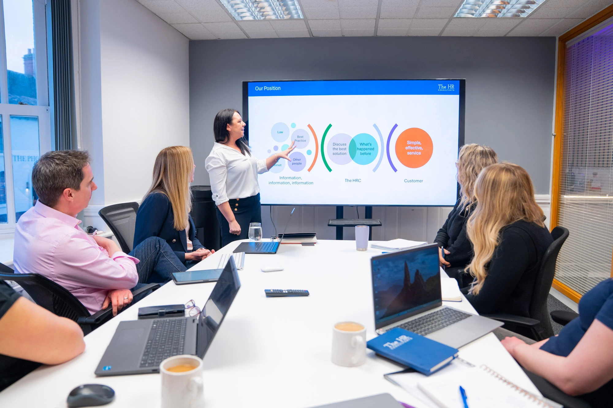 Team of women engaged in workplace training and development, working on computers.