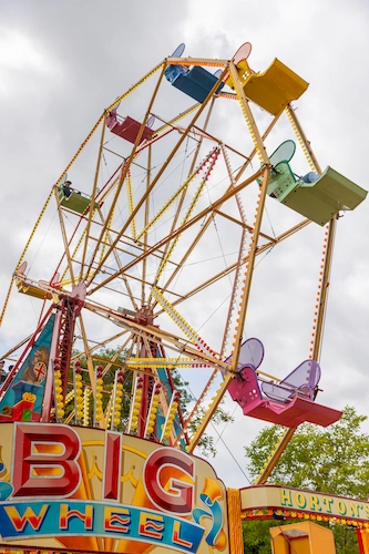 Big wheel colourful vintage fairground ride