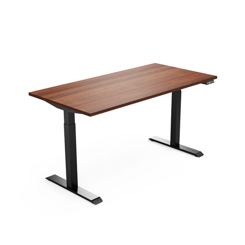Bureau électrique réglable LUTZ plateau noyer et pieds noirs 160x80