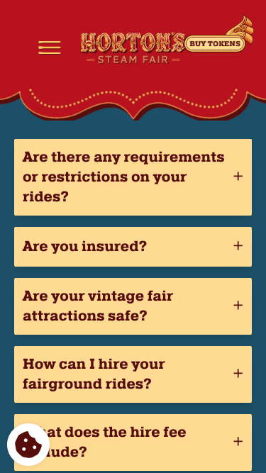 Horton's Steam Fair website on mobile