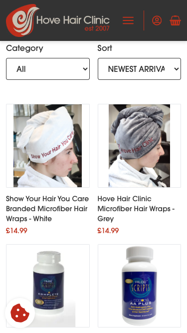Hove Hair Clinic website on mobile
