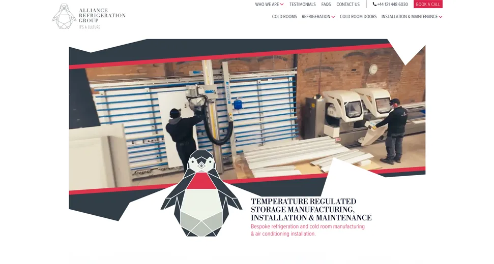 Alliance Refrigeration website on desktop