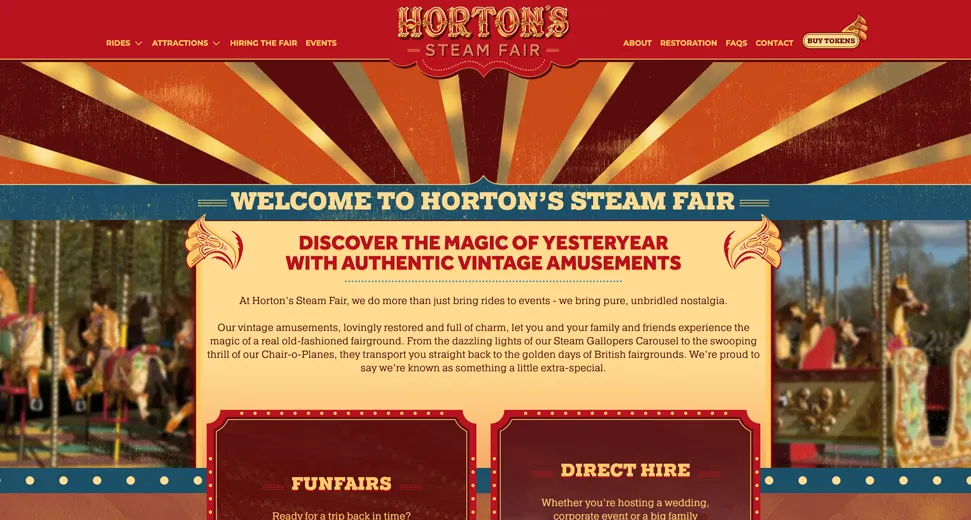 Horton's Steam Fair website on desktop