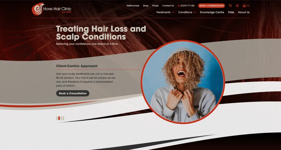 Hove Hair Clinic website on desktop