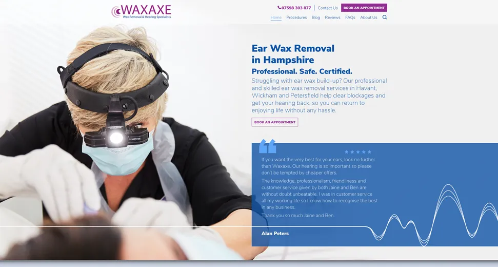 WaxAxe website on desktop