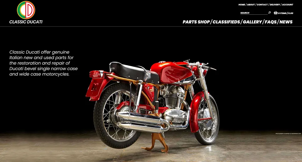 Classic Ducati website on desktop